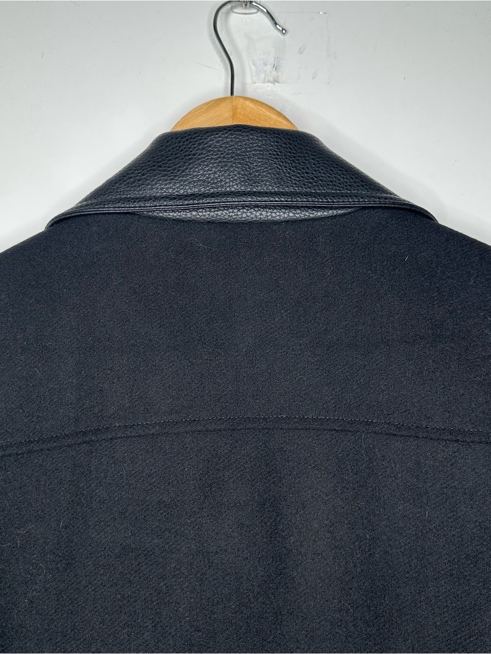 Express NEW! Black Wool Blend Faux Leather Moto Longline Jacket Coat Small - Picture 9 of 10